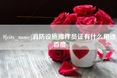 东海消防设施操作员证有什么用途百度